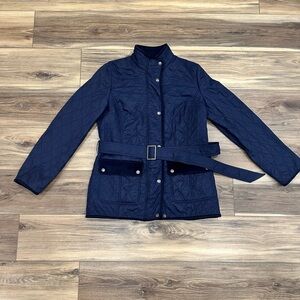 Talbots Navy Blue Quilted Fleece Lined Barn Chore Jacket for Women Medium